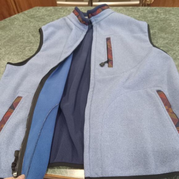 Mens XXL Western Aztec Trim Southwestern Blue Vest Fleece Full Zip Pockets Cozy - Picture 12 of 13